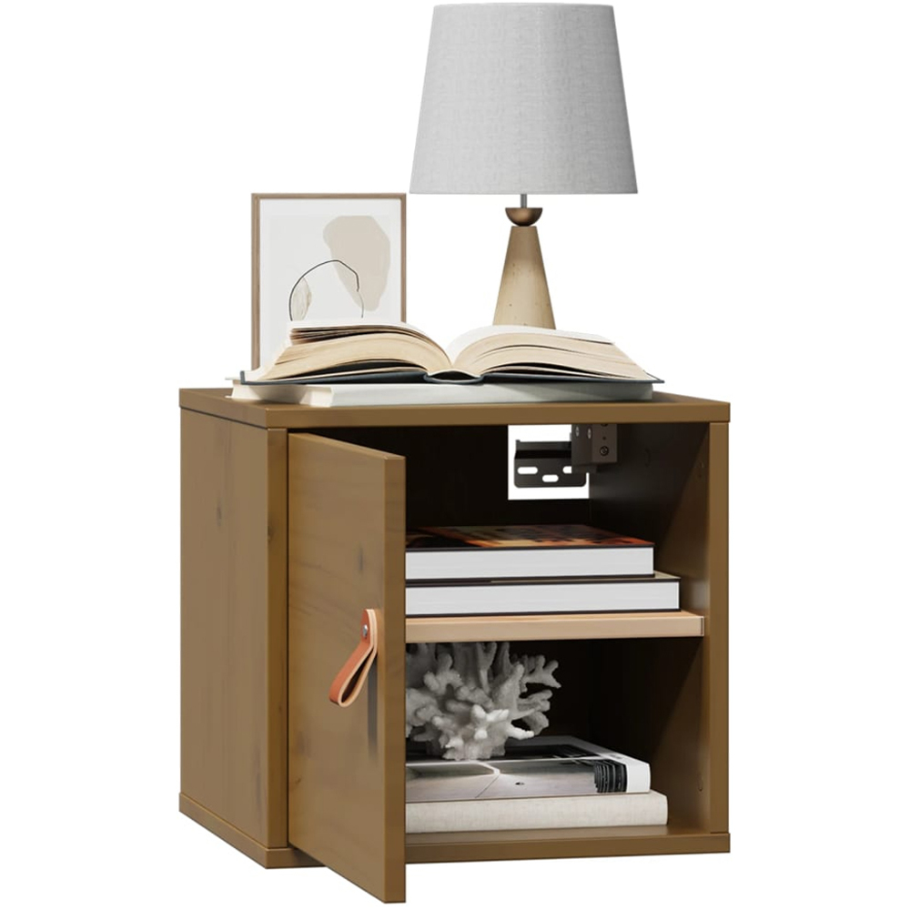vidaXL Single Door Honey Brown Solid Pine Wood Wall Cabinet Image 3