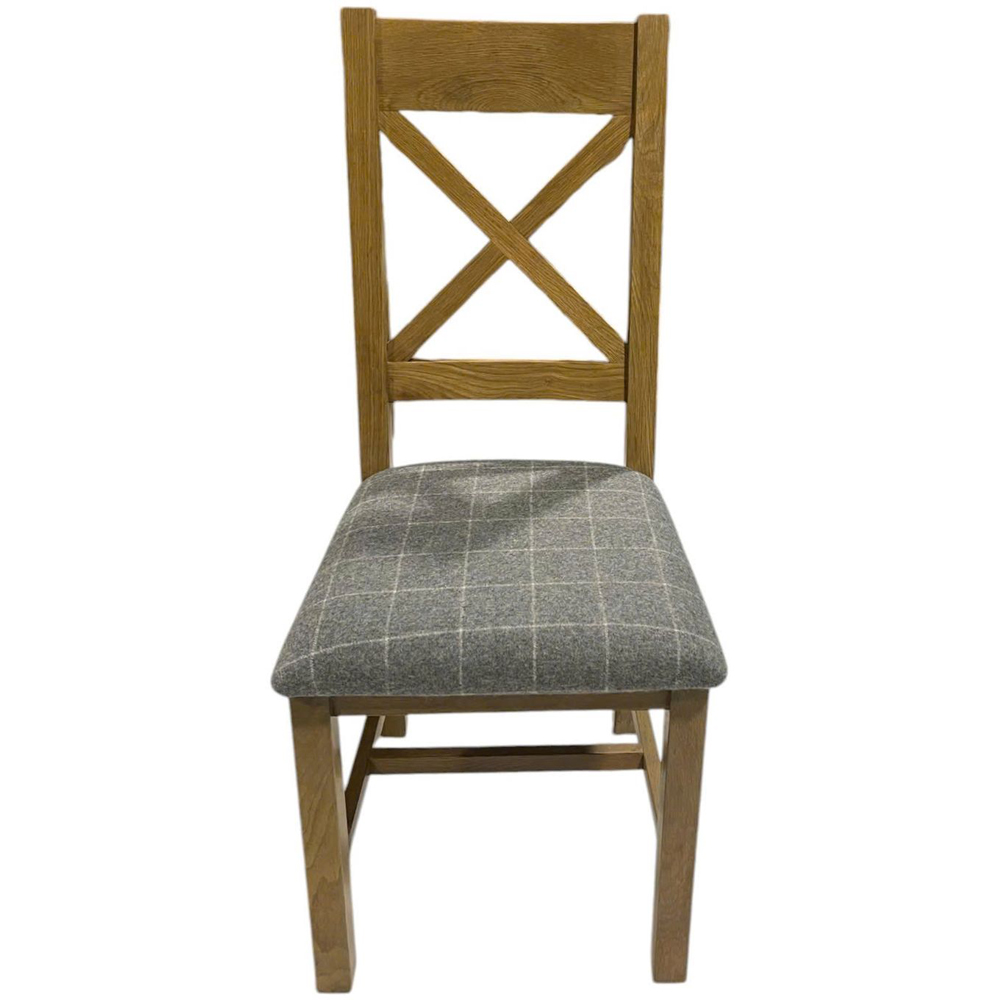 Home Source Holcombe Grey Smoked Oak High Cross Back Dining Chair 2 Pack Image 4