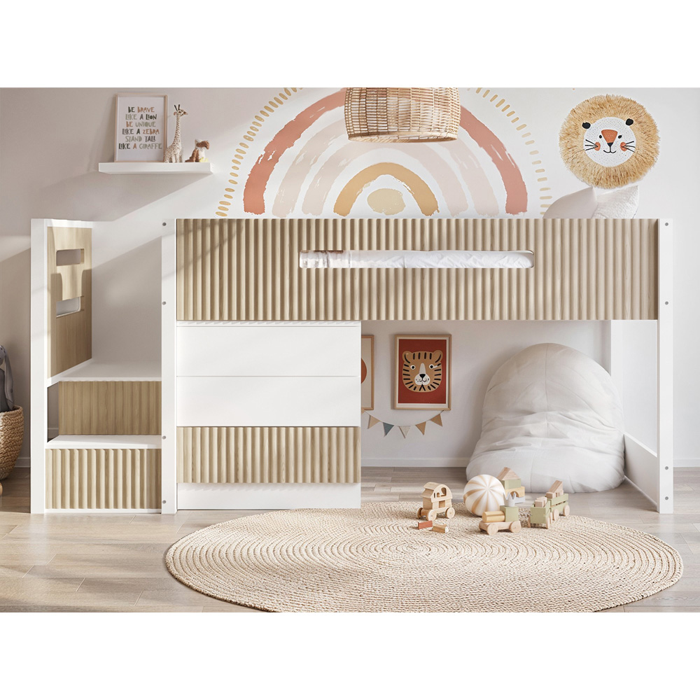 Flair Luca White and Oak Ribbed Mid Sleeper Image 9