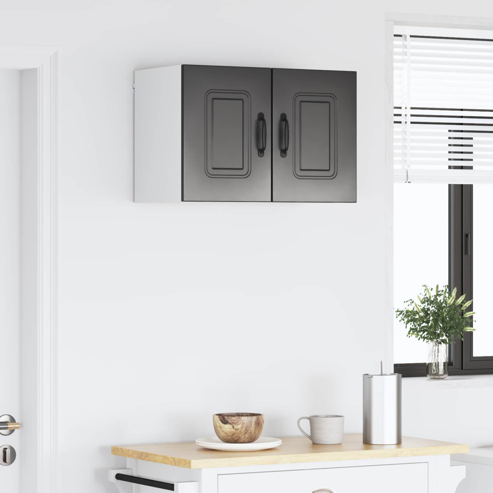 vidaXL Kalmar Single Door Black Wall Mounted Kitchen Cabinet Set of 2 Image 9