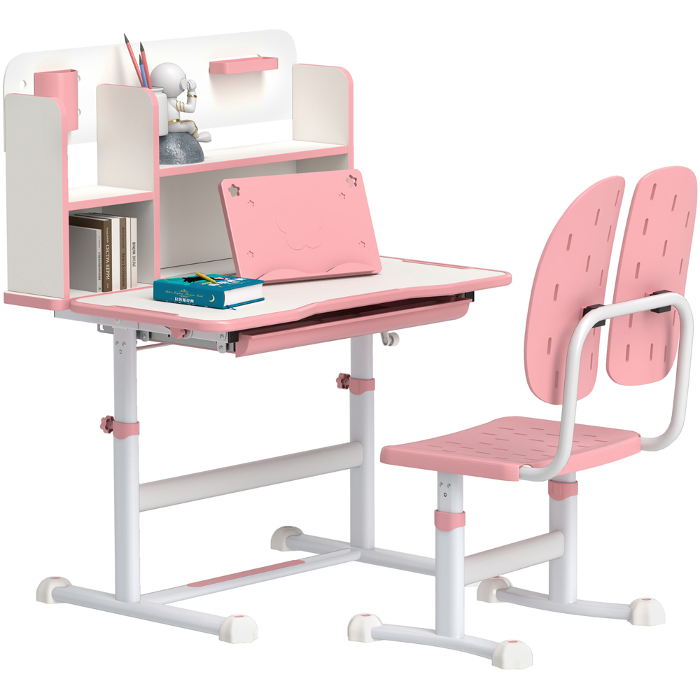 AIYAPLAY Pink Kids Tiltable Desk and Chair Set Image 2