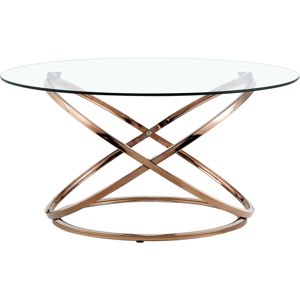 Comfy Living Gold Tempered Glass Coffee Table Image 2