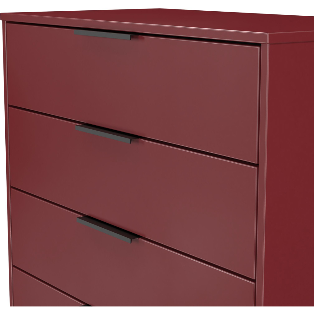 Crowndale Hong Kong 4 Drawer Red Matt Chest of Drawers Ready Assembled Image 5