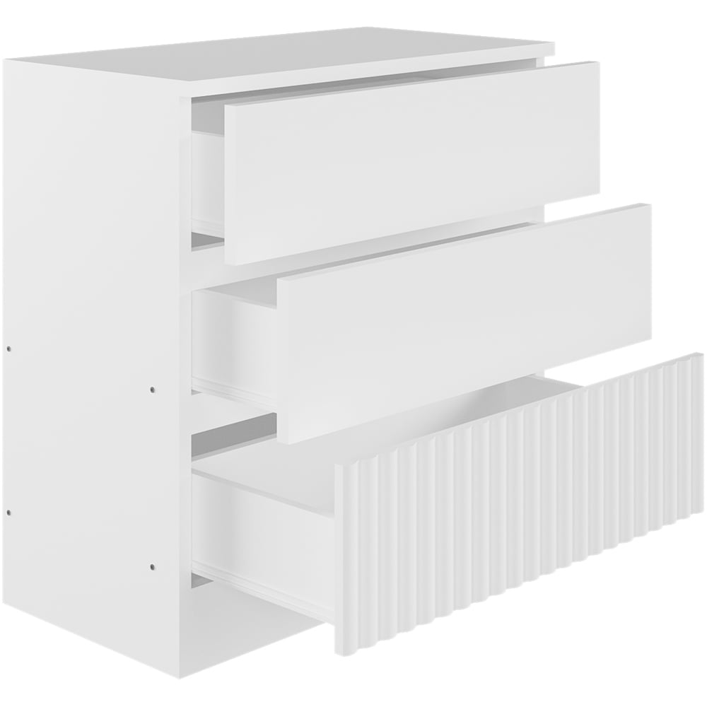 Flair Luca 3 Drawer White Ribbed Bed Frame Image 5