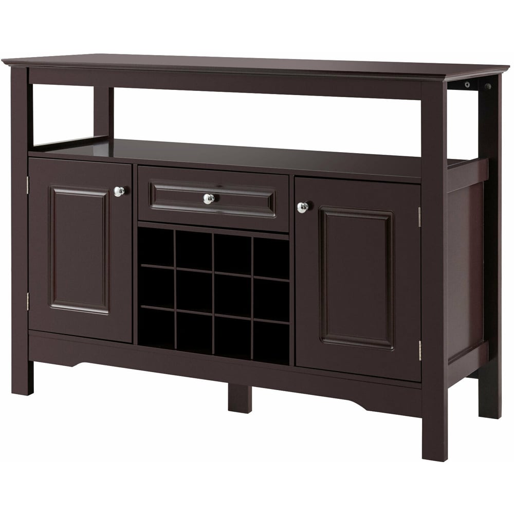 Costway 2 Door Single Drawer Brown Sideboard with 12 Wine Rack Image 2