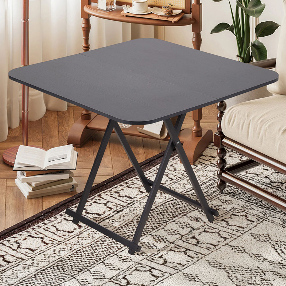 Living and Home 2 Seater Black Foldable MDF Dining Table Image 1