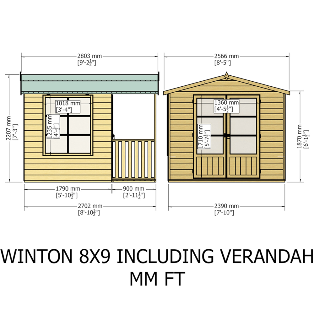 Shire Winton 8 x 9ft Double Door Shiplap Apex Summerhouse Image 5