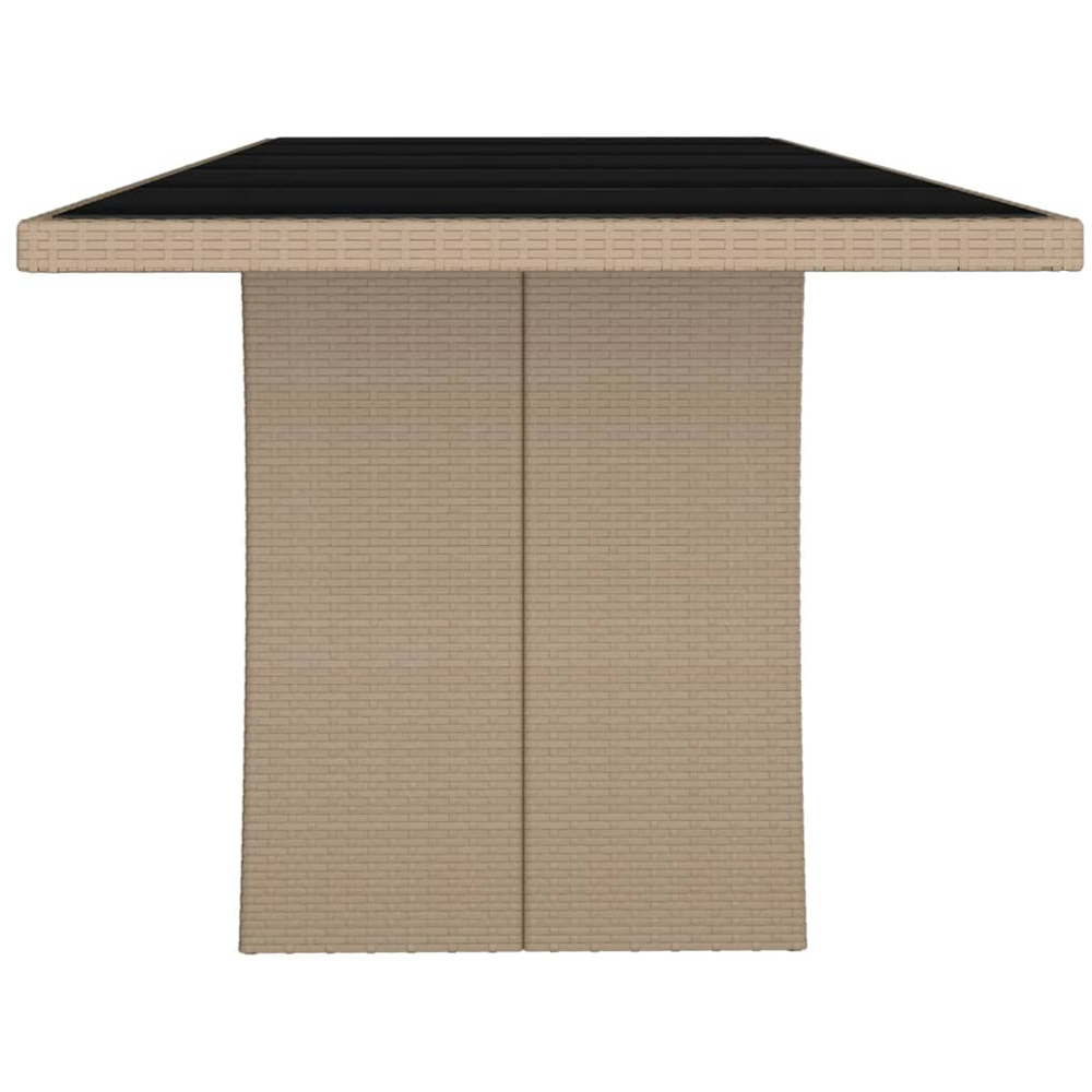 vidaXL 8 Seater Beige Polyrattan Tempered Glass Tabletop Garden Table Image 4