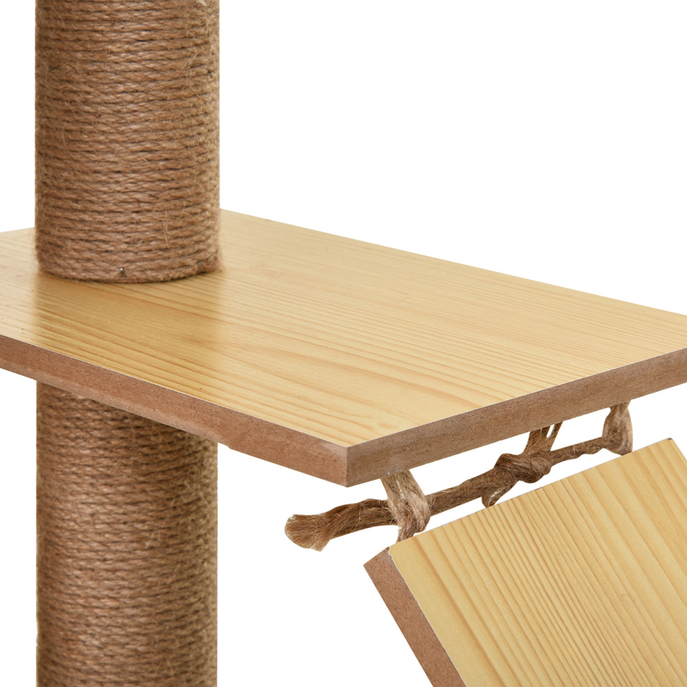 PawHut Yellow Large Cat Tree with Scratching Posts and Toy Ball 130cm Image 4
