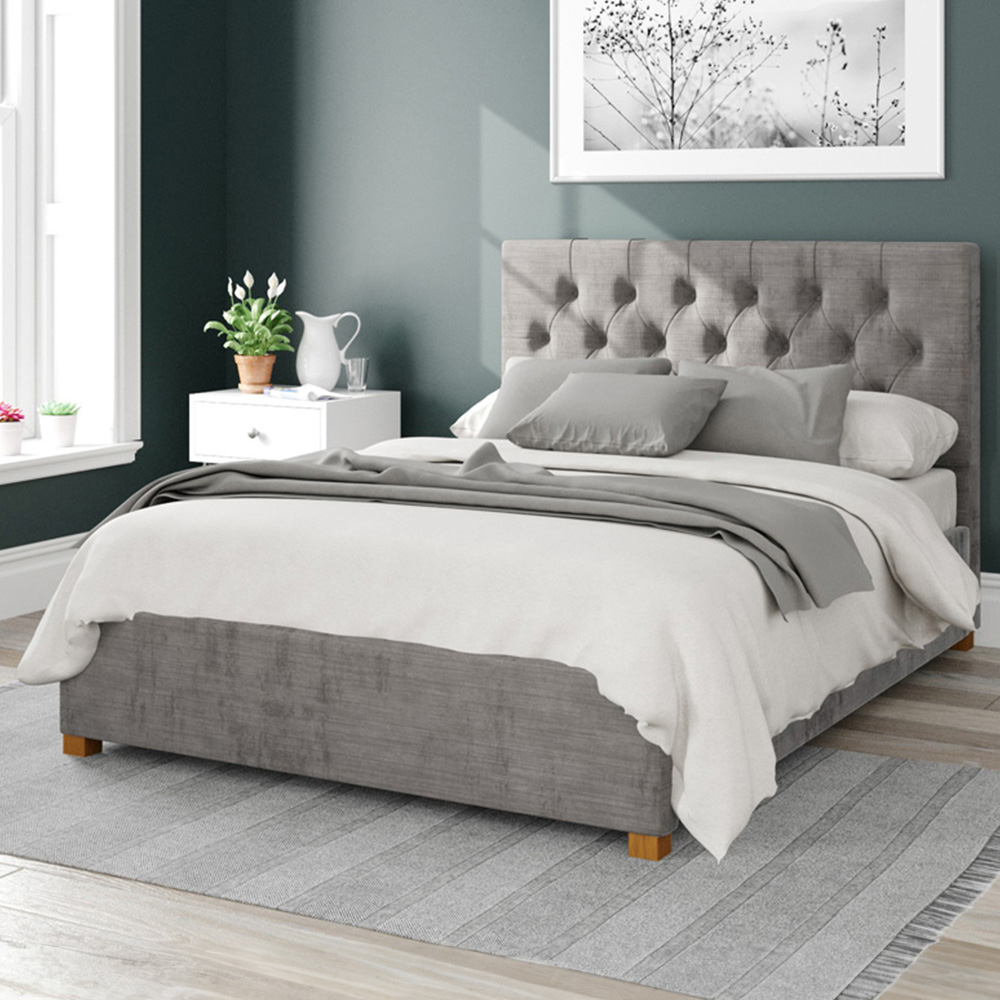 Aspire Olivier Single Silver Firenze Velour Ottoman Bed Image 1