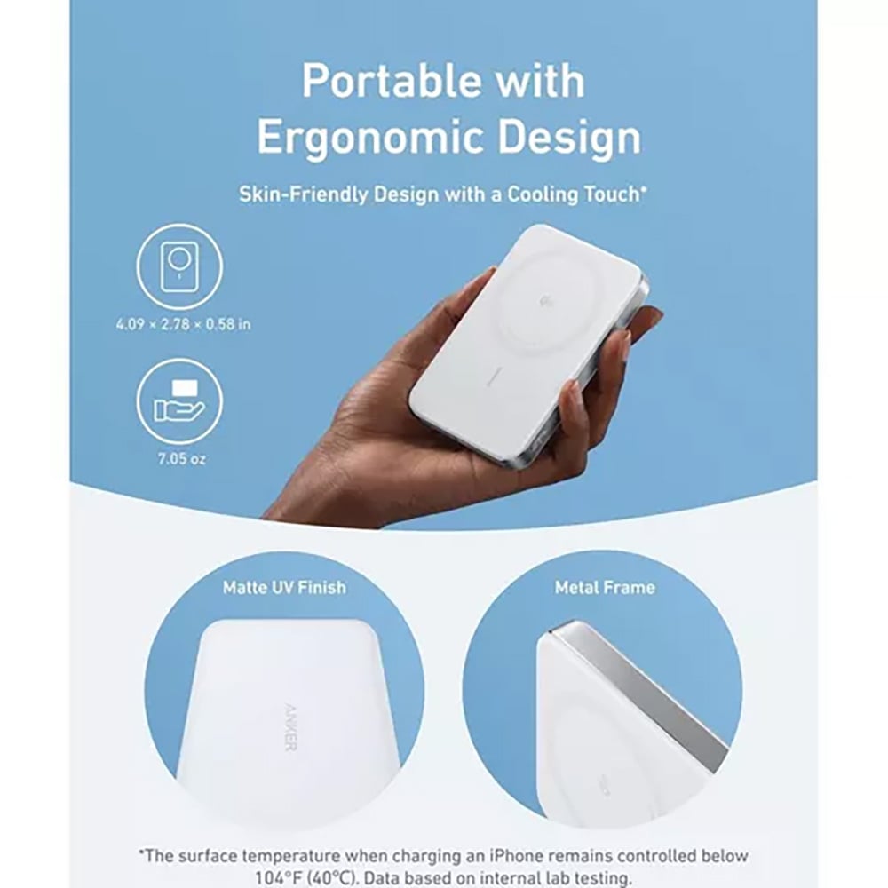 Anker MagGo White Magnetic Wireless Ultra-Slim Power Bank 10000mAh Image 2