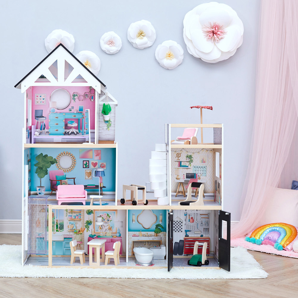 Teamson Kids Multicolour Dreamland Large Mansion 18 Pieces 3 Storey Doll House Play Set Image 6