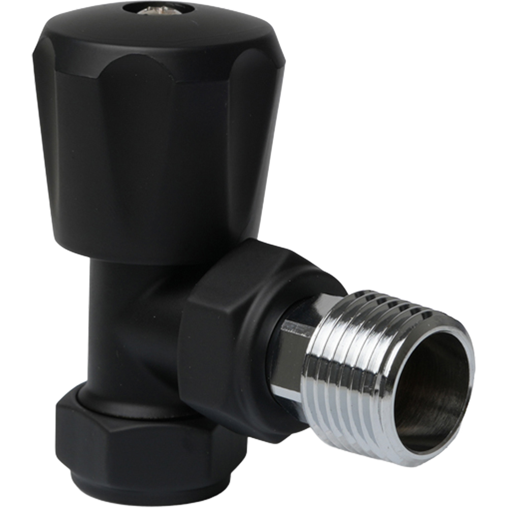 Go Bathrooms Black Angled Thermostatic Radiator Valves Set 15mm Image 2