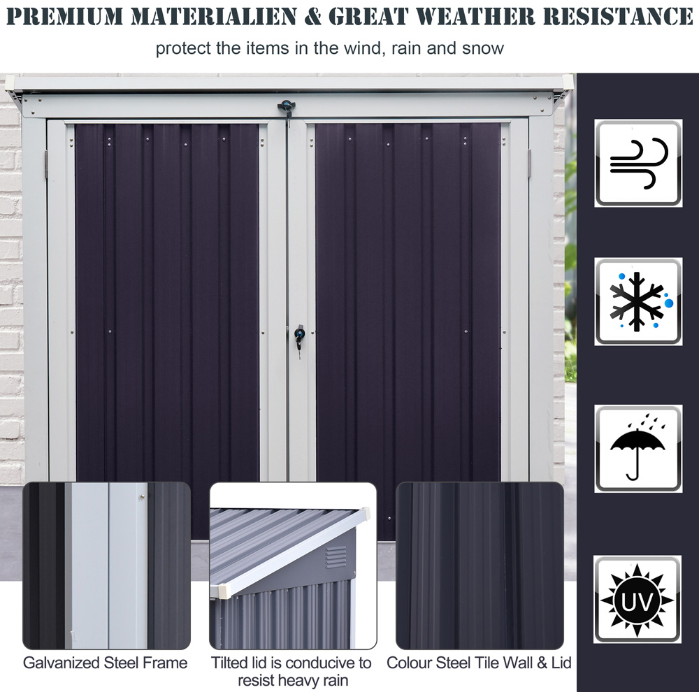 Outsunny 5 x 3ft Grey Metal 2 Bin Garden Shed Image 5