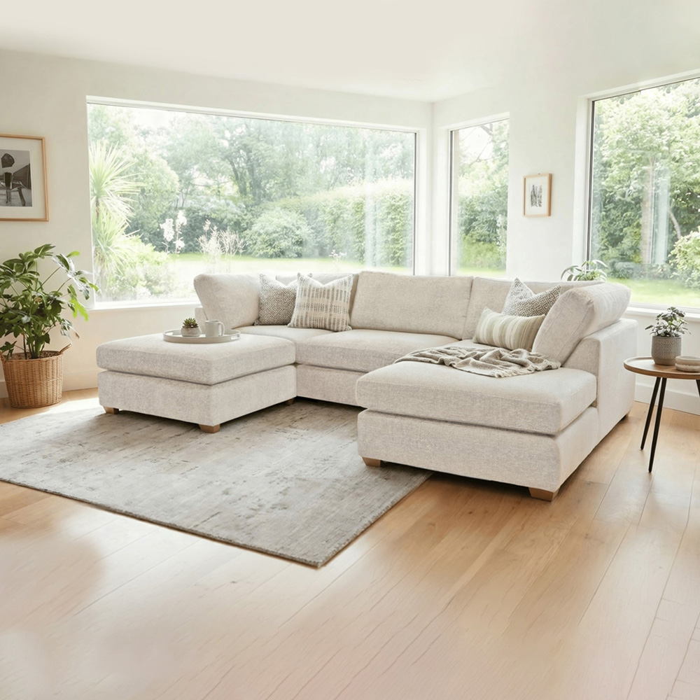 Carina Enzo 5 Seater Cream U-Shape Sofa Image 6