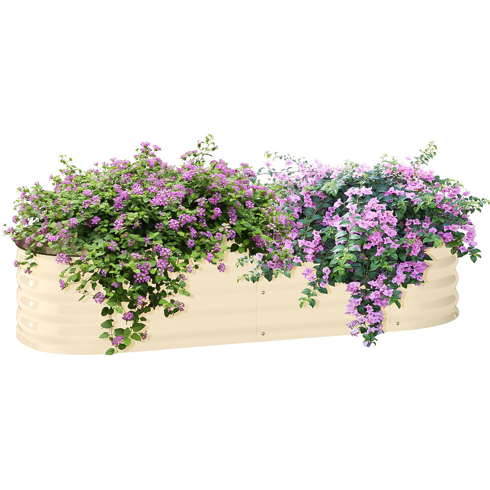 Outsunny Cream White Galvanised Raised Garden Bed with Safety Edging 30 x 150 x 62cm Image 1