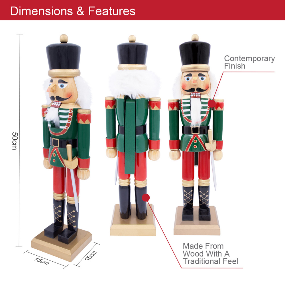 38cm Wooden Nutcracker Doll Candy Soldier Vintage Handcraft Christmas New Year G