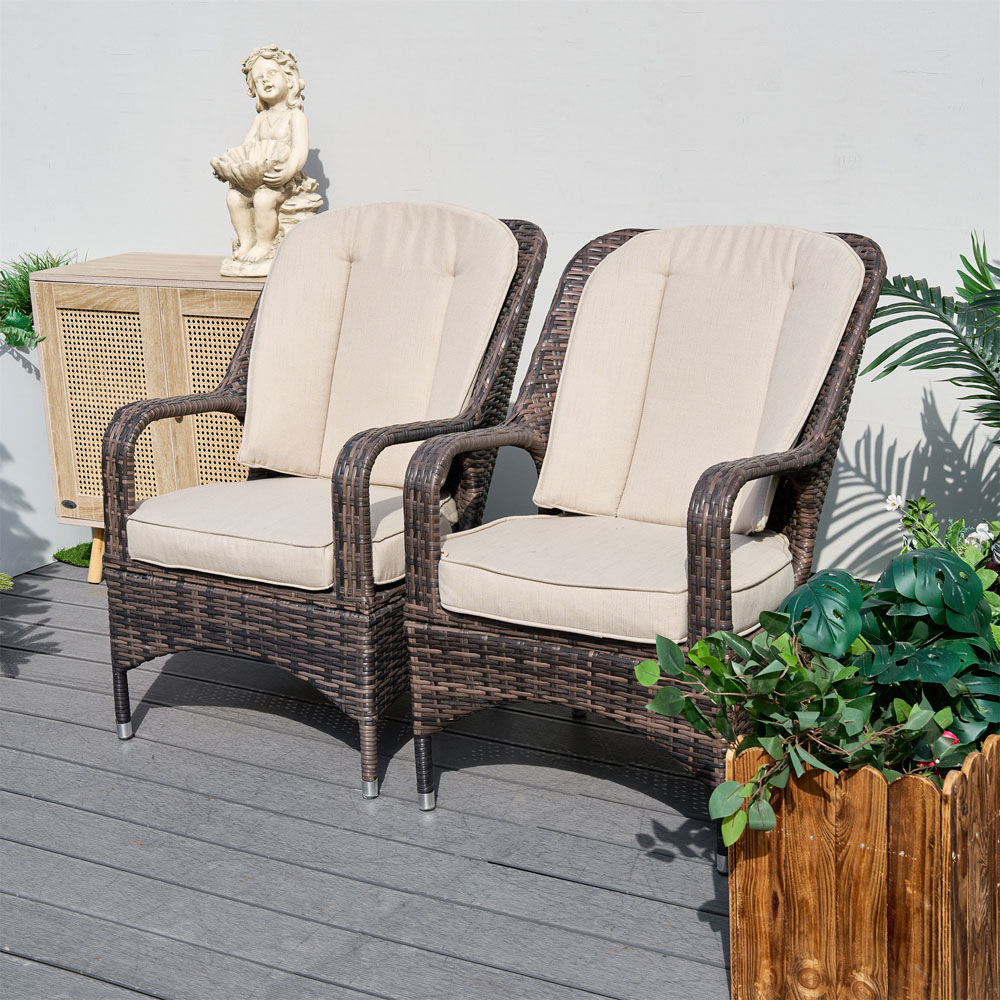 Direct Wicker Set of 2 Brown PE Rattan Outdoor Dining Chairs Image 3