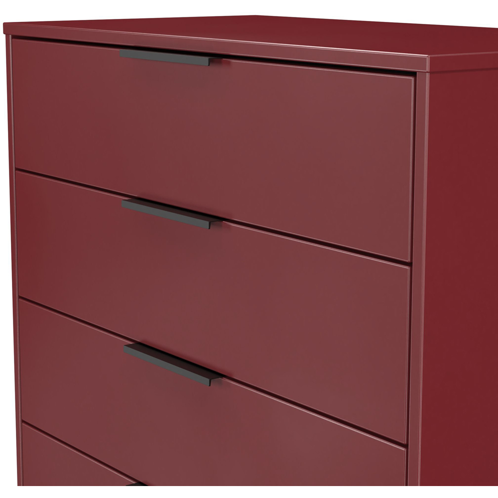 Crowndale Hong Kong 5 Drawer Red Matt Chest of Drawers Ready Assembled Image 5