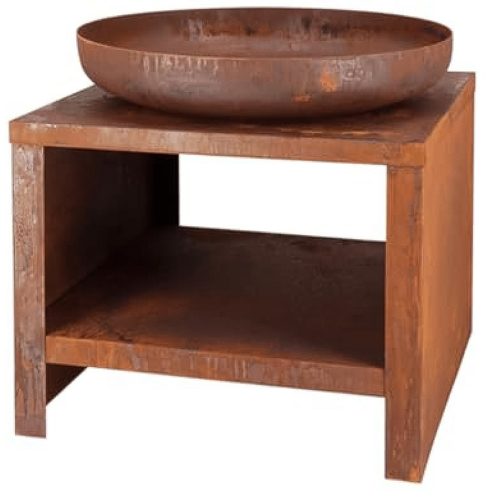 Fallen Fruits Rust Fire Bowl with Wood Storage 60cm Image 1