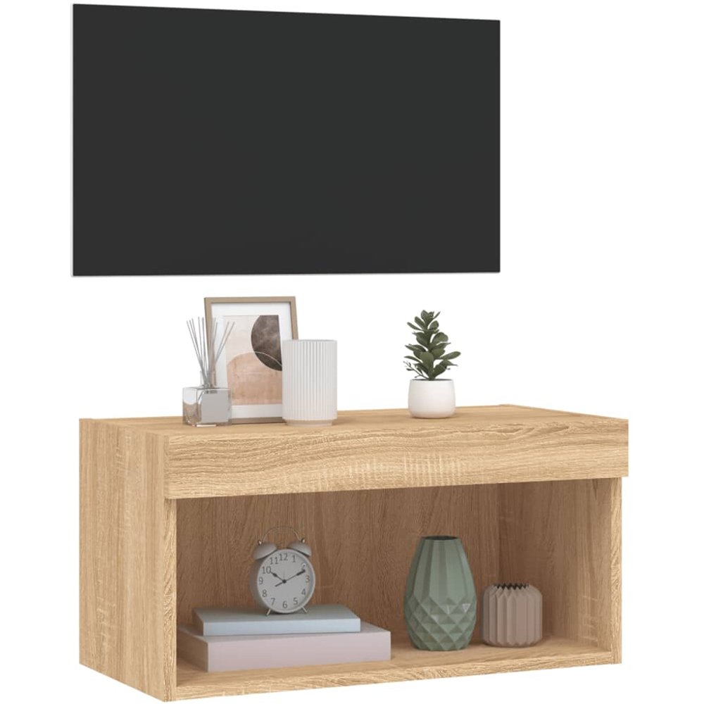 vidaXL Single Shelf Sonoma Oak Wall Mounted TV Cabinet with LED Lights Image 5