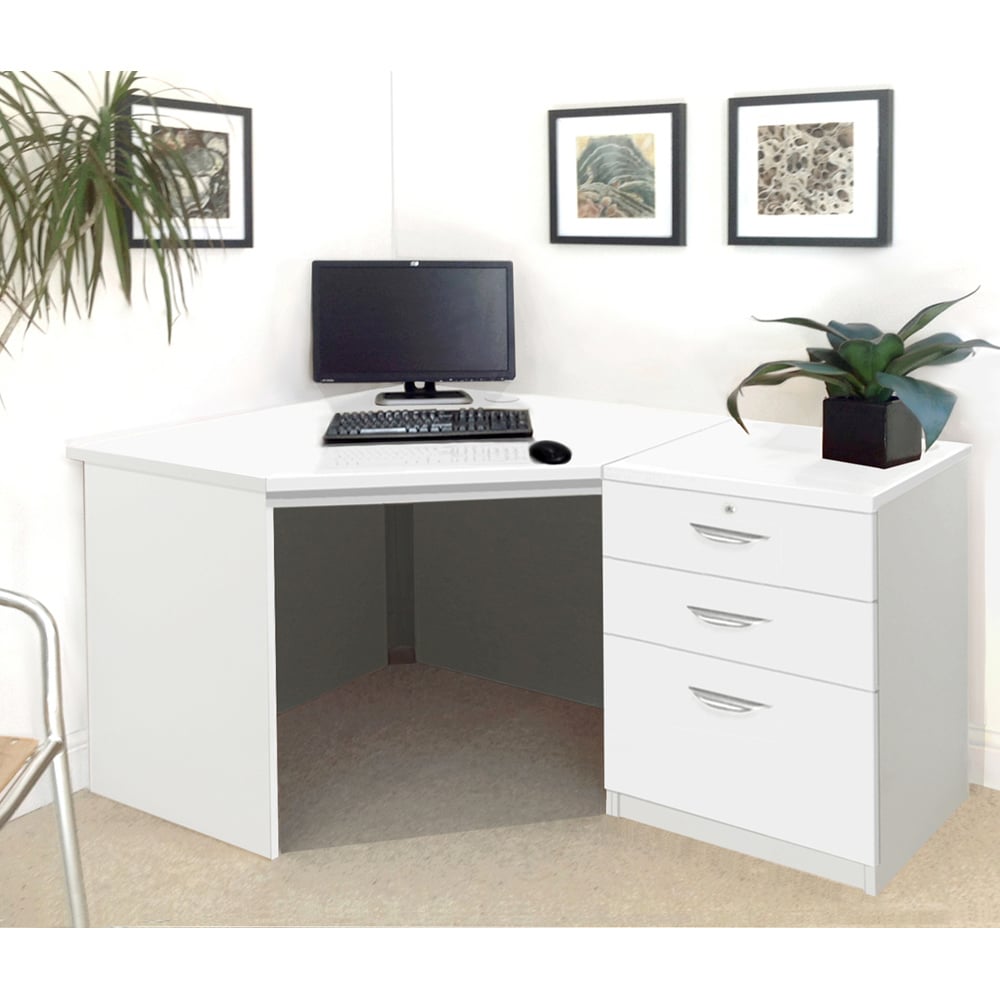 R White Cabinets 2 Drawer Single Cabinet White Set-07 Corner Desk Image 4
