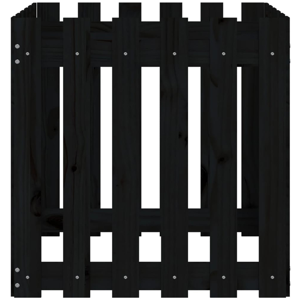 vidaXL Black Solid Pine Wood Fence Design Garden Planter 60 x 60 x 60cm Image 3