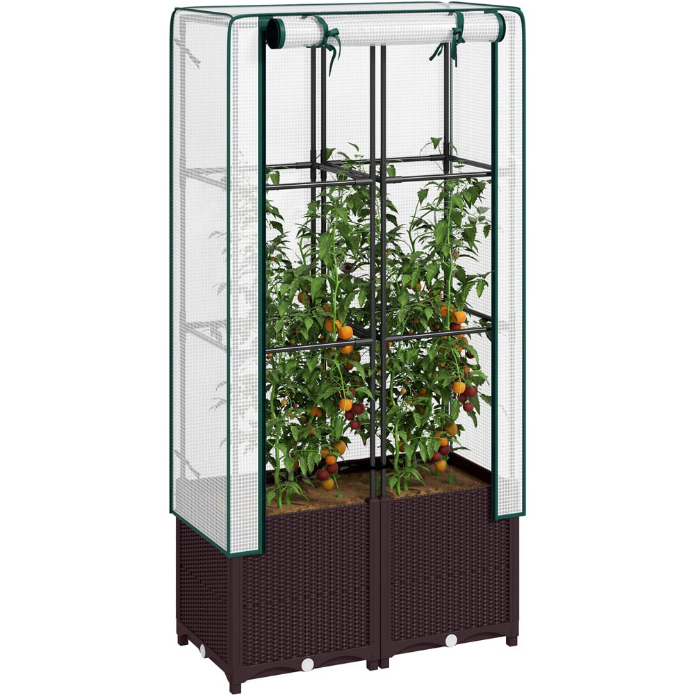 Outsunny Plastic Vegetable Planter with Trellis 1.3 x 2.6ft Image 1