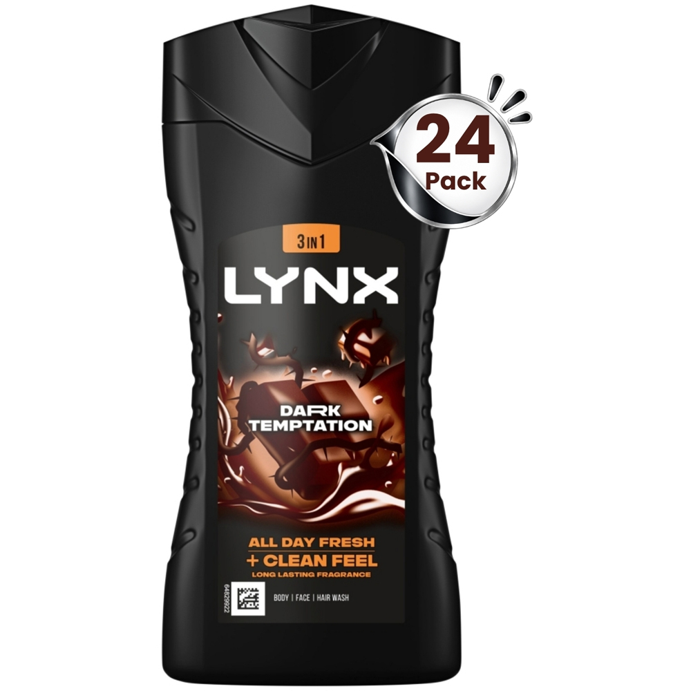 Lynx Dark Temptation 12H Refreshing Fragrance Shower Gel 225ml 24 Pack Image 1