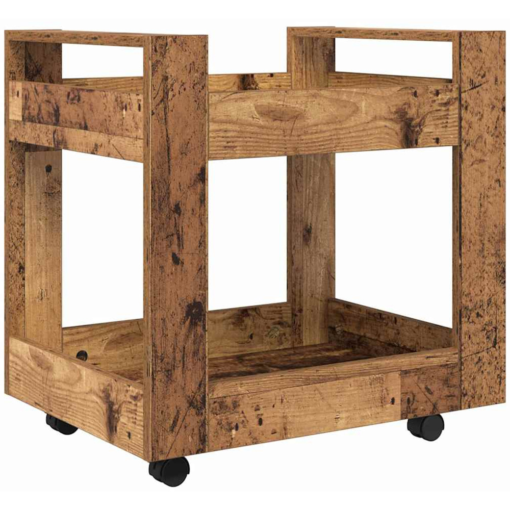 vidaXL 2 Shelf Old Wood Effect Wooden Desk Trolley Image 2