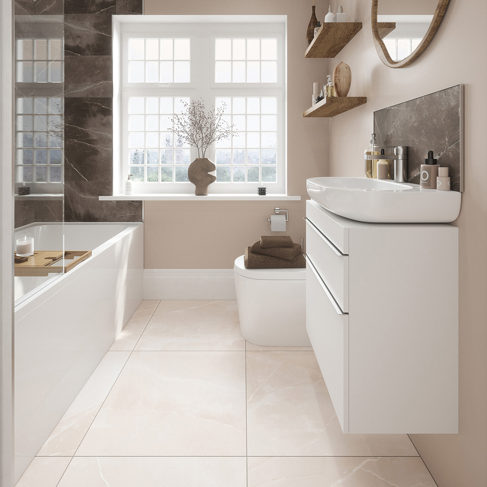 Johnson Tiles Melford Marble Effect Satin Finish Dark Brown Rectified Tile L600 x W300mm 9 Pack Image 3