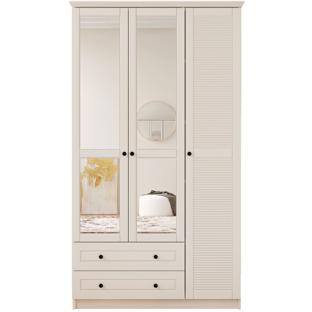 Evu VOLET 3 Door 2 Drawer White XL Mirrored Wardrobe Image 3