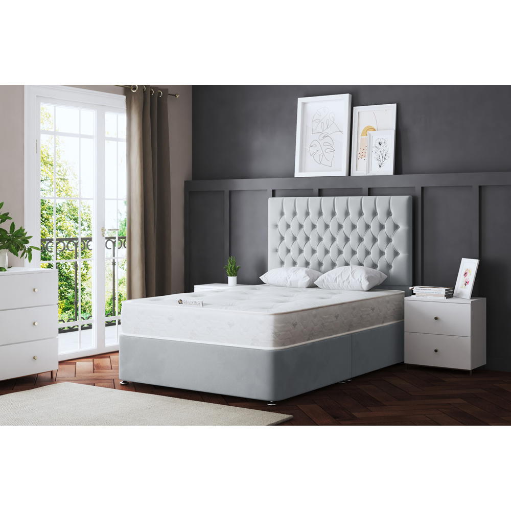 DS Living Seraphine Double Silver Upholstered Panel Divan Bed with 4 Drawer Image 6