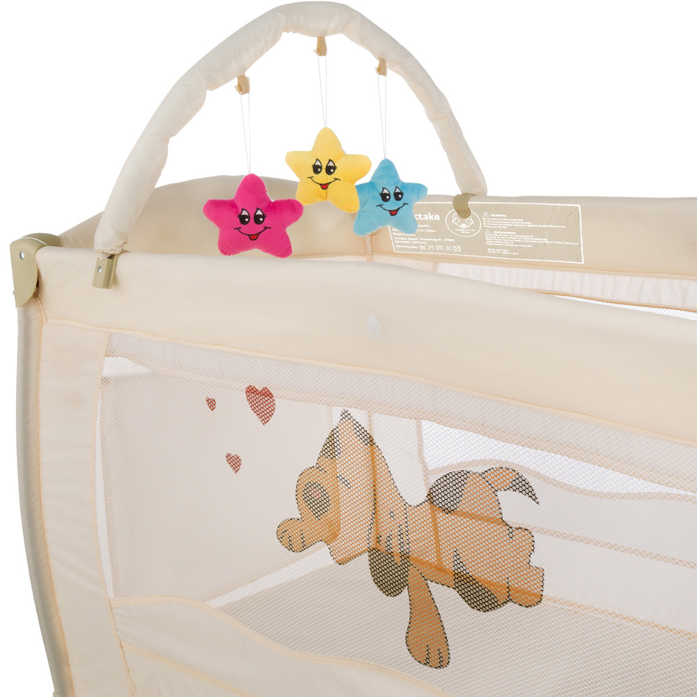 tectake Kids Beige Dog Travel Cot with Changing Mat Image 3