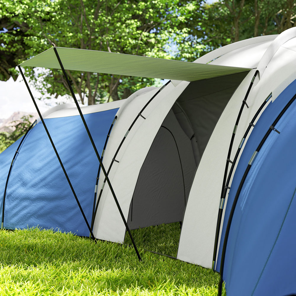 Outsunny 6-9 Person Tunnel Tent with 3 Bedroom and Porch Blue Image 9