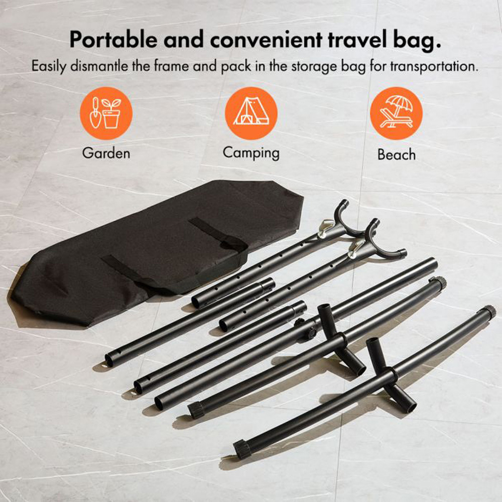 VonHaus Orange Hammock with Metal Frame Image 8