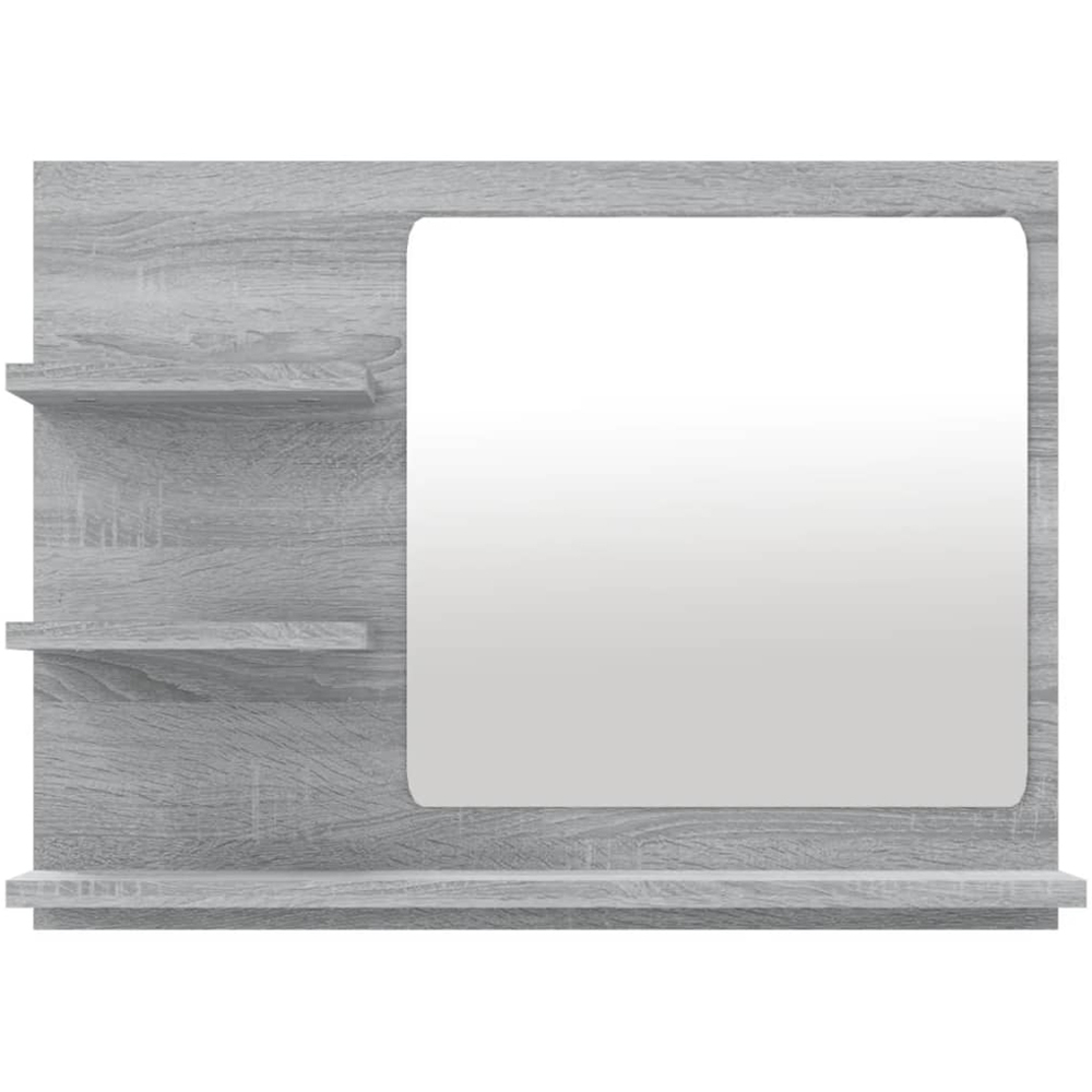 vidaXL 3 Shelf Grey Sonoma Wall Mounted Bathroom Mirror Image 2