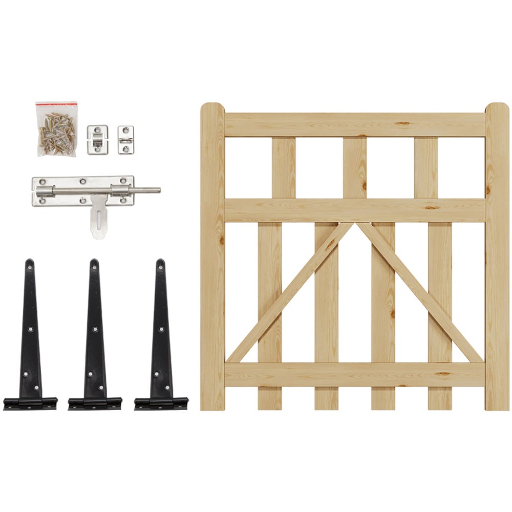 Outdoor Triangular Support Wooden Nature Garden Fence Door, 90 x 90 x 2.5cm Image 5