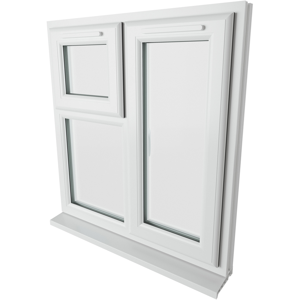Crystal uPVC Triple Glazed Window RH Side Hung and Top Opener White Clear Glass 905x965mm Image 9