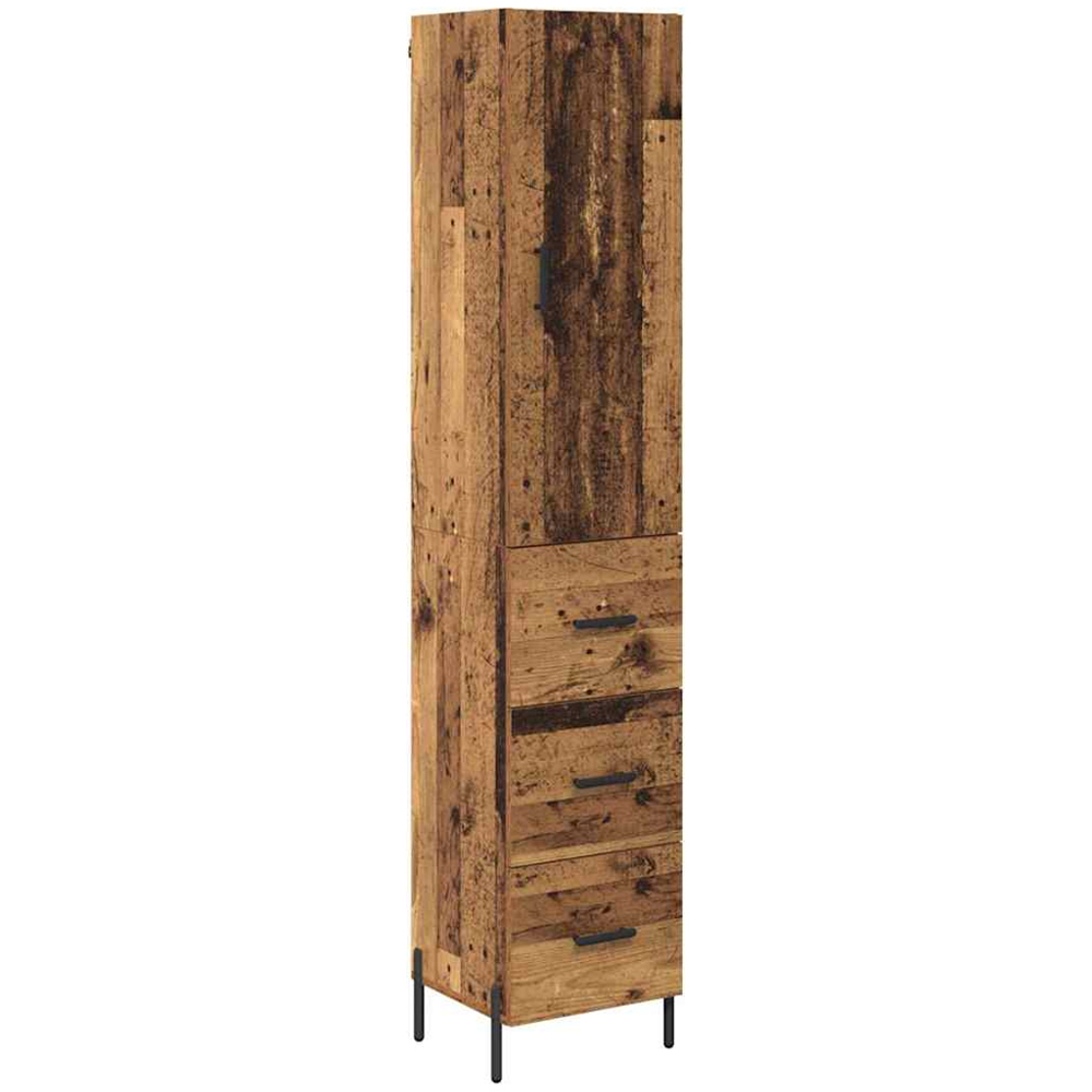 vidaXL Single Door 3 Drawer Old Wood Highboard Image 2