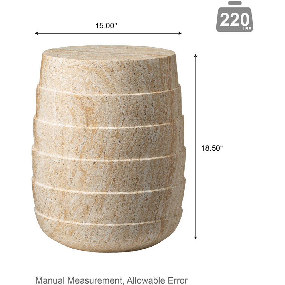Desser Pisa Travertine Effect Accent Round Side Table Image 6