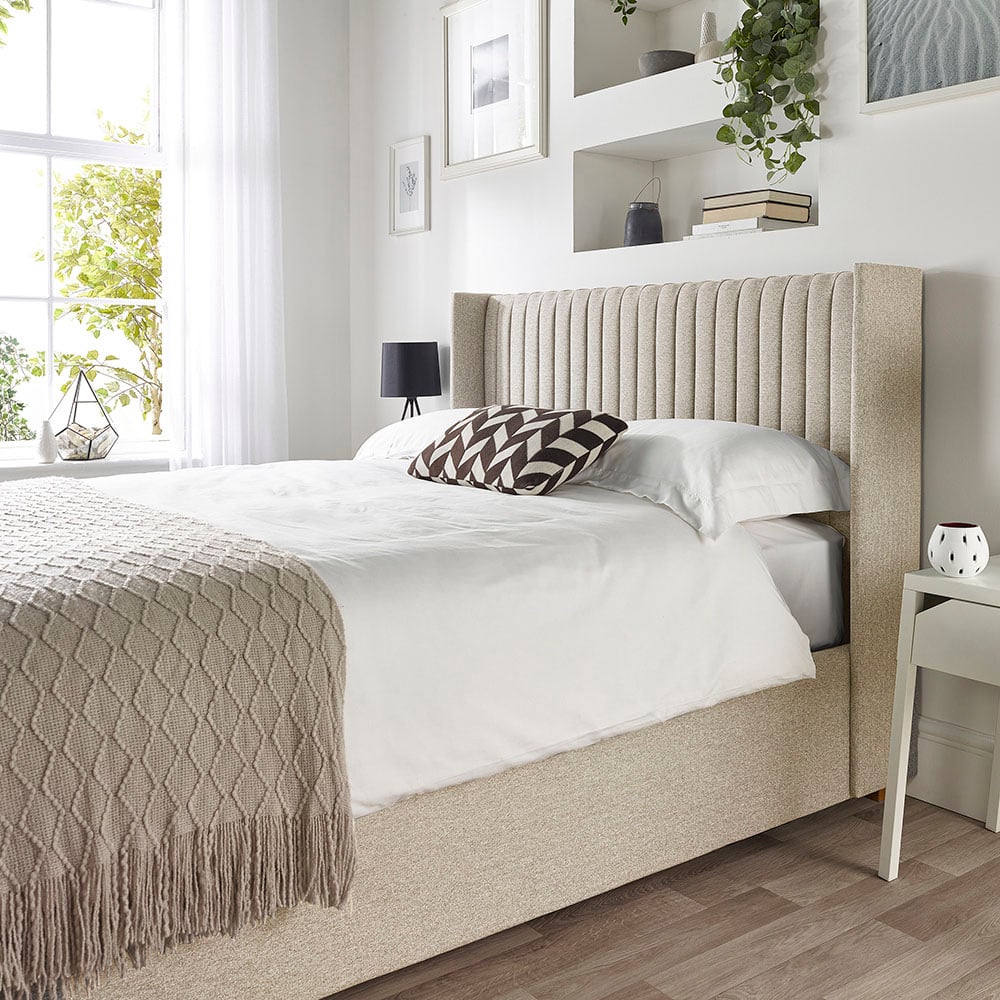 Catherine Lansfield Soho Small Double Natural Twill Ottoman Wing Bed Image 5