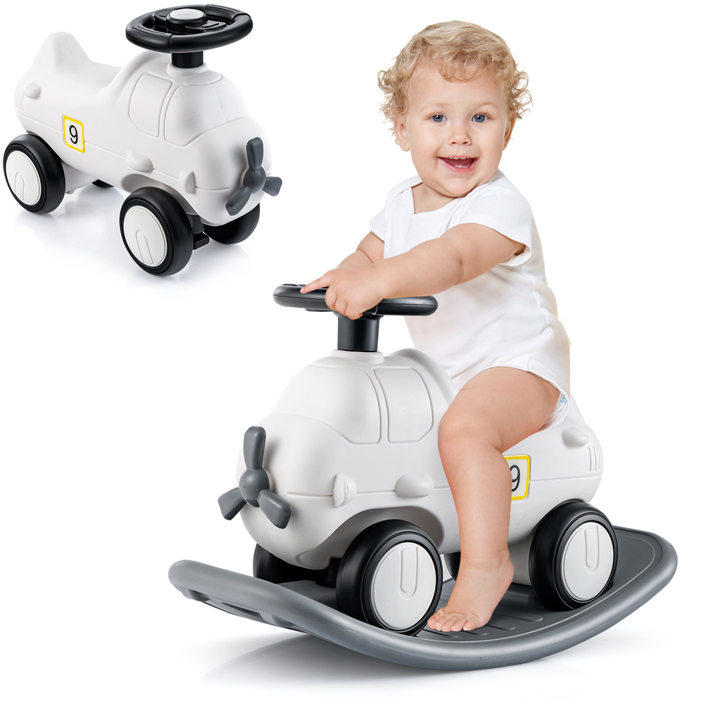 Costway Kids 3-in-1 Plane Style Rocking Horse Image 3