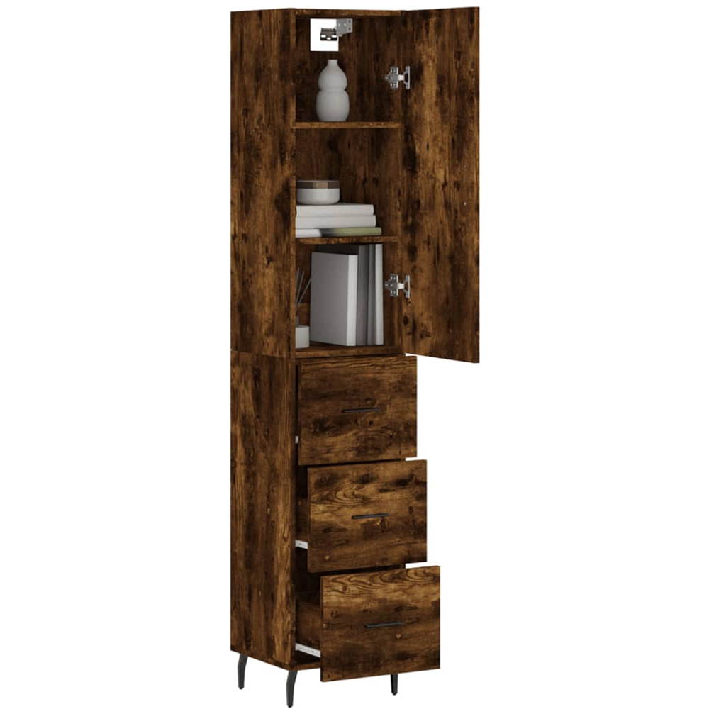 vidaXL Single Door 3 Drawer Smoked Oak Highboard Image 3