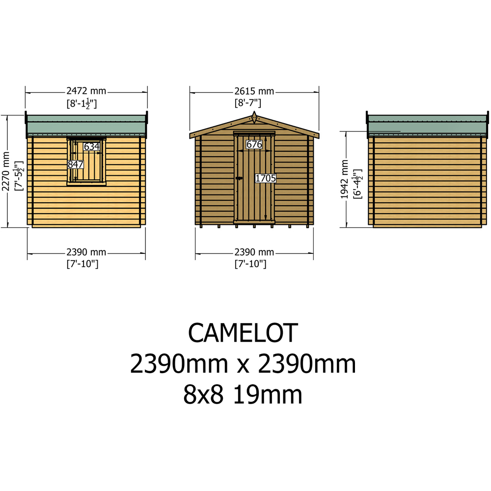 Shire Camelot 8 x 8ft Pressure Treated Wooden Log Cabin Image 9