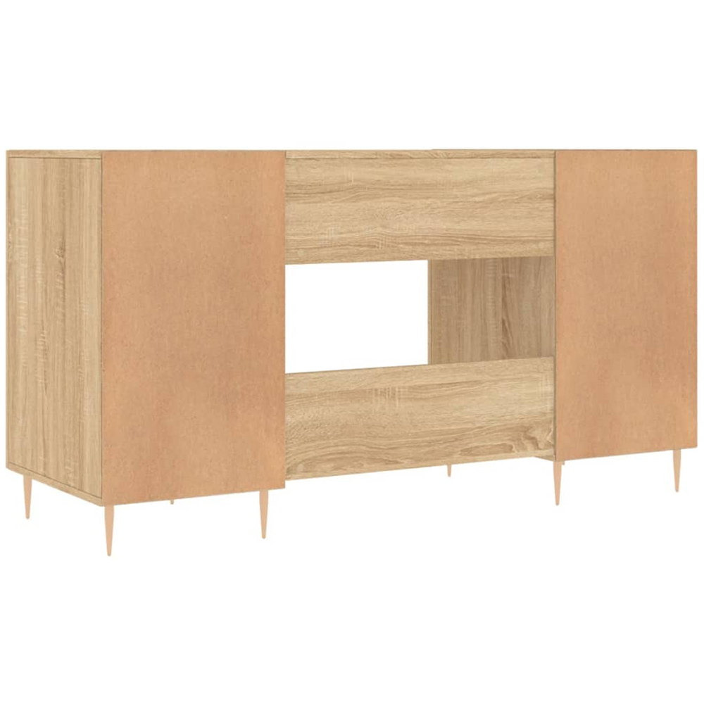 vidaXL 2 Door Computer Desk Sonoma Oak and Gold Image 8