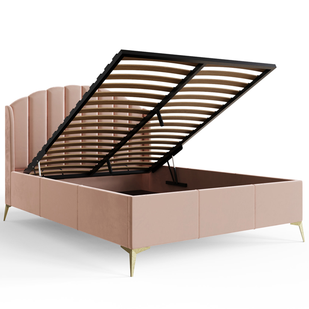 GFW Pettine Double Blush Pink End Lift Ottoman Bed Image 5