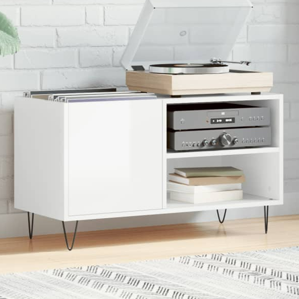 vidaXL 2 Shelf White Record Cabinet Image 1
