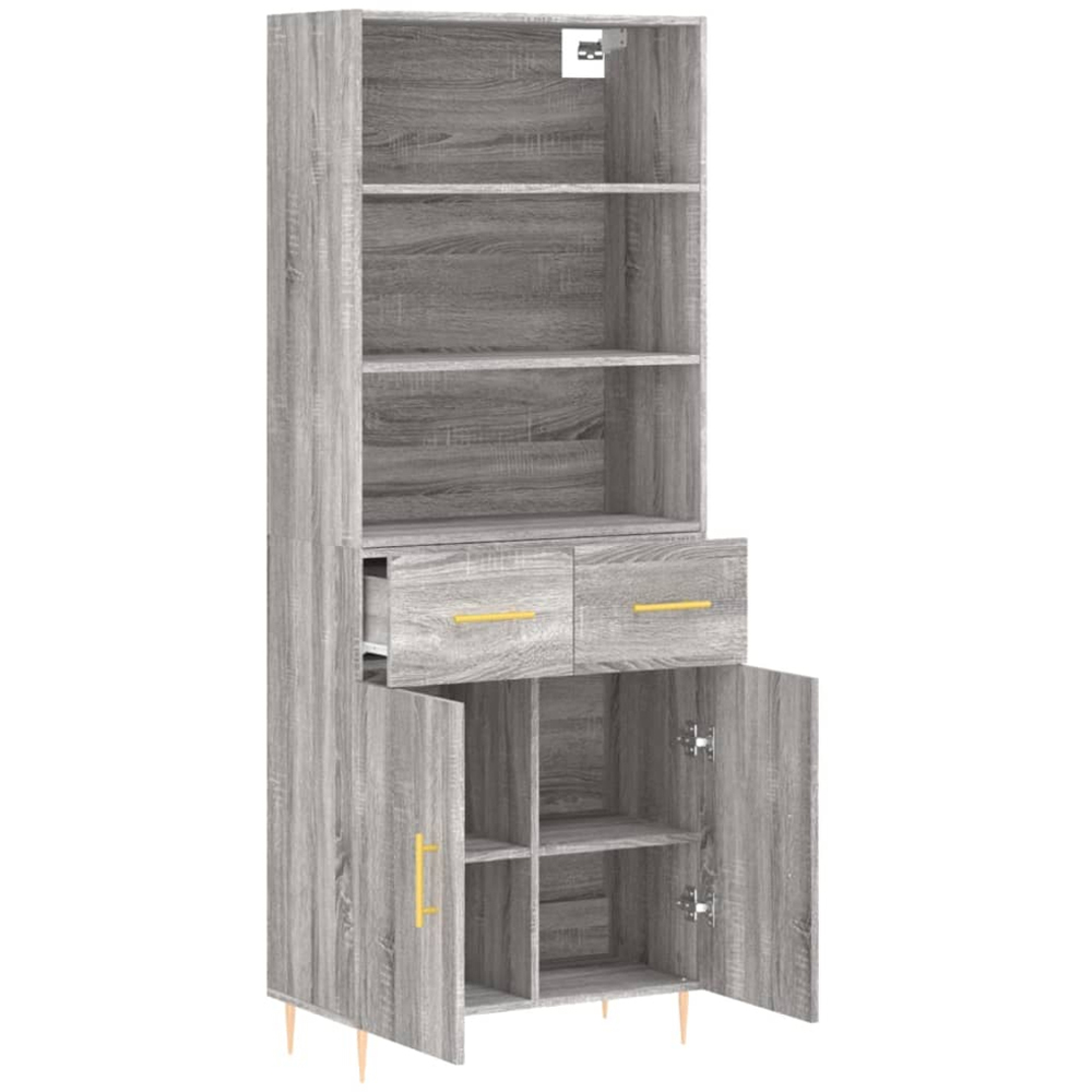 vidaXL 2 Door 2 Drawer 3 Shelf Grey Sonoma Highboard Image 4