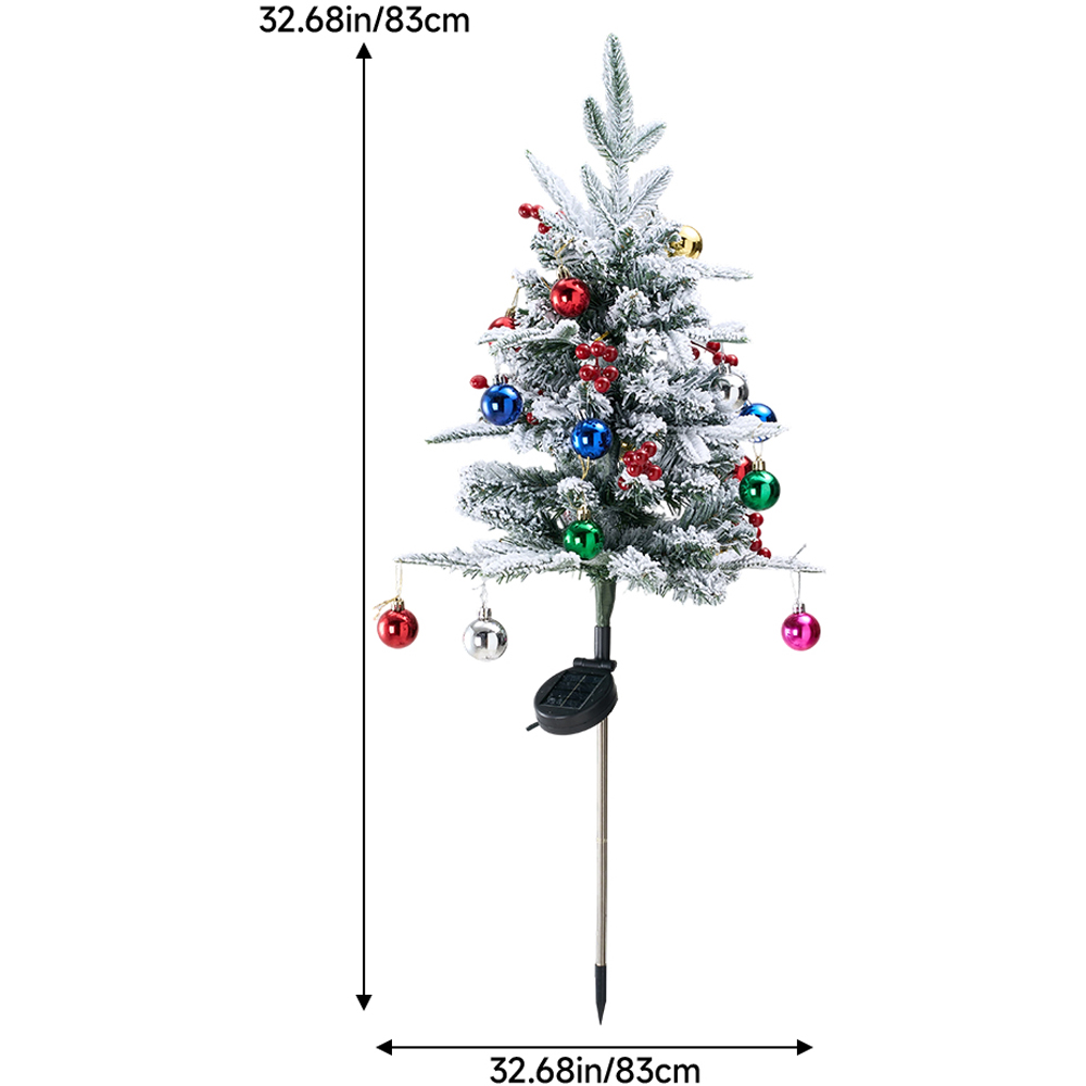 Living and Home Pre-Lit Solar-Powered Snow Dusted Artificial Christmas Tree 2.7ft 2 Pack Image 8